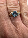 Vintage 9ct Yellow Gold 1ct Blue Topaz Solitaire Ring 375 Size K Edinburagh 1999