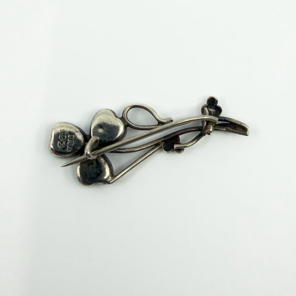 Antique 1909 Sterling Silver Celtic Lucky Irish Connemara Shamrock Brooch 925