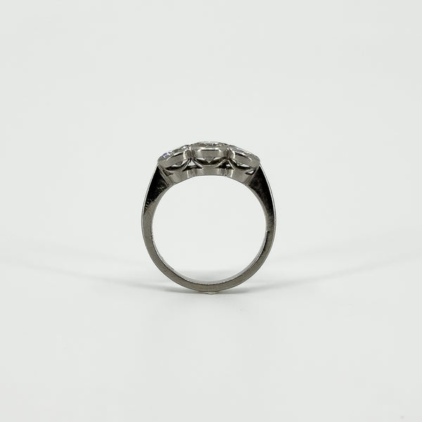 Vintage Platinum 1.60ct Diamond Trilogy Ring 950 Size L