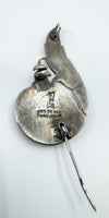 Vintage Siam Red Enamel Brooch in Sterling Silver 925 Goddess of Lightening 