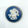Vintage Sterling Silver Wedgewood Cupid Cherub Blue Jasper Ware Cameo Brooch 925