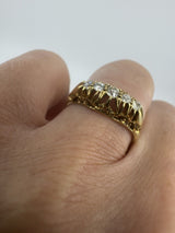 Antique 18ct Gold 0.32ct Diamond Boat Ring 750 Size N (Birm 1914)