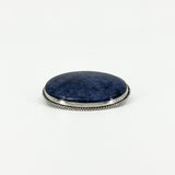 Large Vintage Sterling Silver Blue Agate Brooch 925 (Birm 1989)