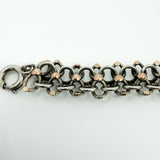 Antique Victorian Sterling Silver & Rose Gold Book Chain & Charm Bracelet 925