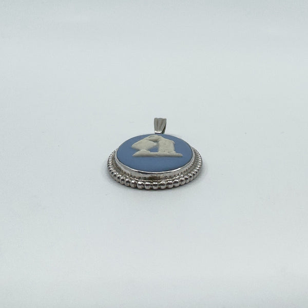 Vintage Sterling Silver Wedgewood Blue Jasper Ware Cameo Pendant 925 (1974)