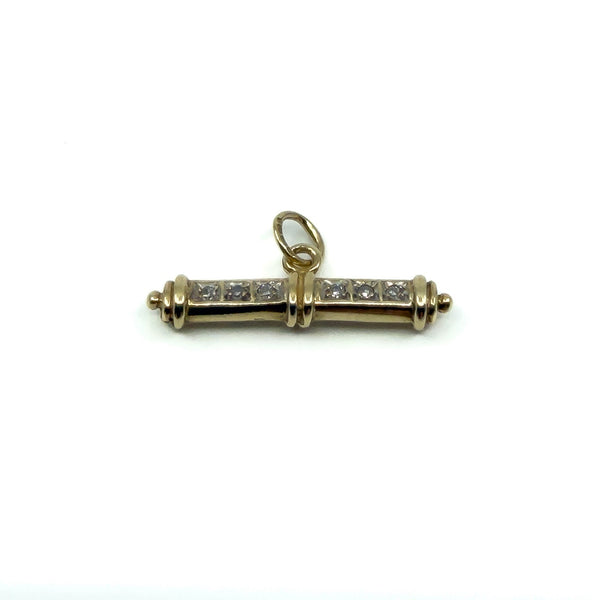 Vintage 9ct Gold Diamond T-Bar Pendant / Charm 375