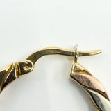 Chunky Vintage 9ct Gold Tri Coloured Twisted Hoop Earrings 375