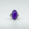 Large Sterling Silver 10ct Purple Chalcedony & Diamond Ring 925 Size N 