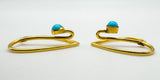 Antique 9ct Gold Turquoise Cufflinks or Collar Clips with Original Box