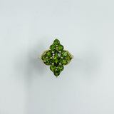 9ct Yellow Gold Green Tourmaline Cluster Ring 375 Size K
