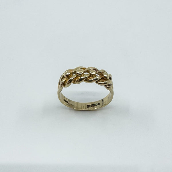 Vintage 9ct Gold Single Row Keeper Ring 375 Size L (London 1979)