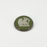 Vintage Sterling Silver Wedgewood Green Jasper Ware Cameo Brooch 925