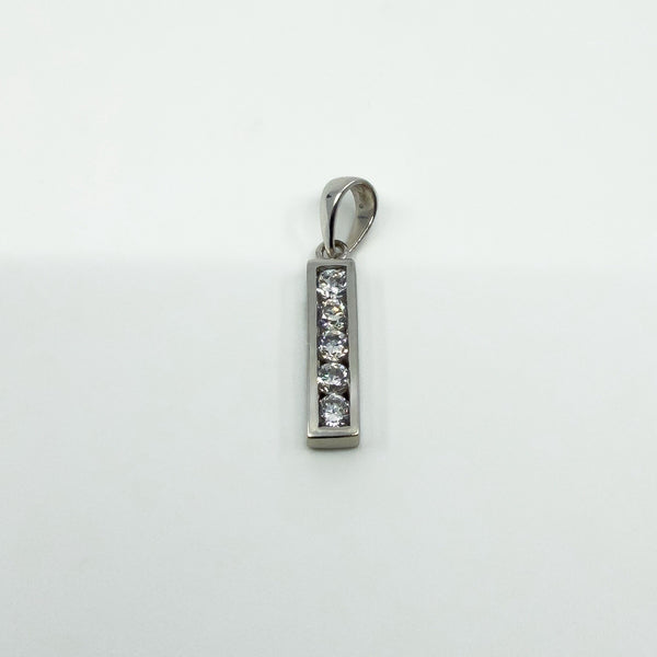 14ct White Gold CZ Bar Pendant / Charm 585