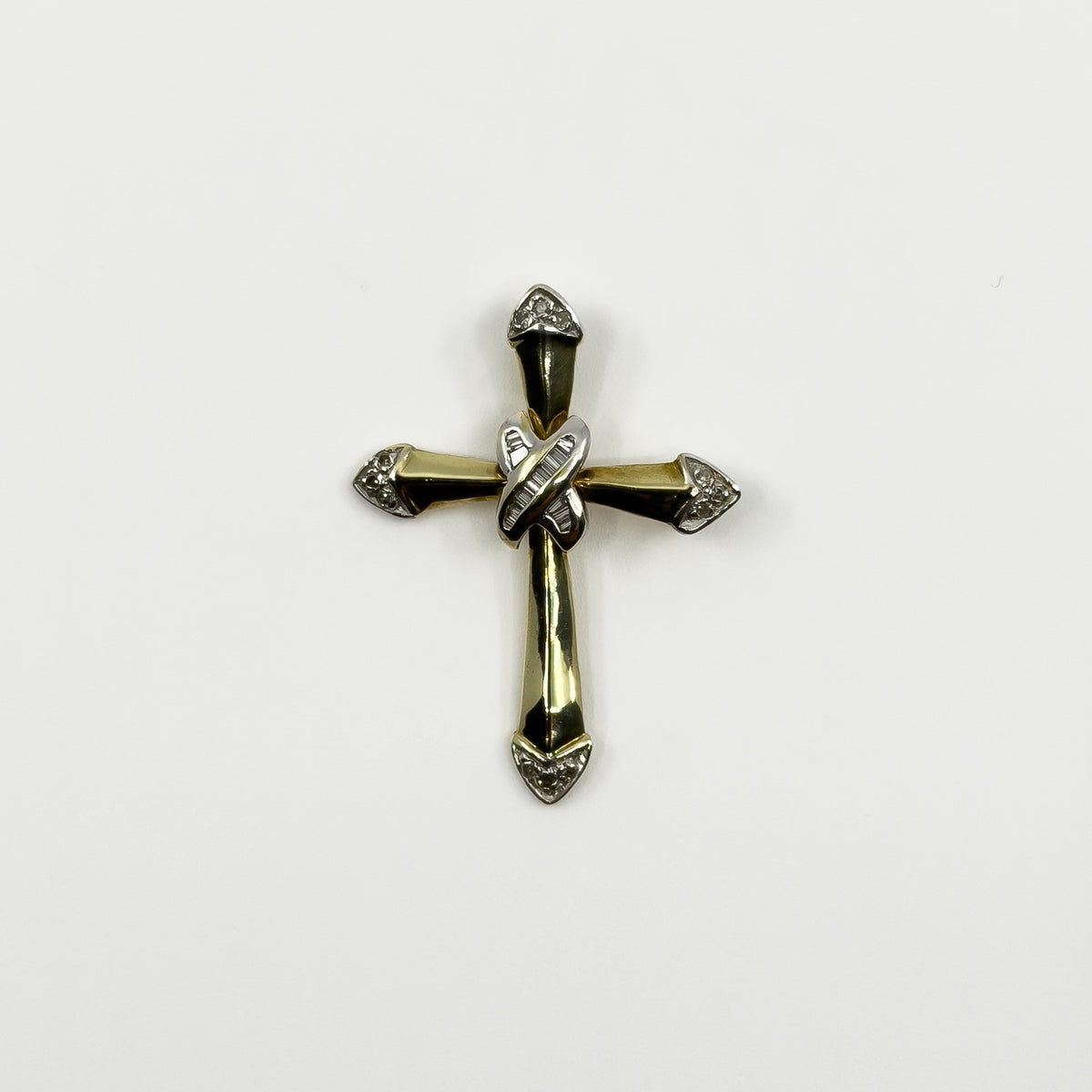 Vintage 9ct Gold Diamond Christian Cross Pendant 375
