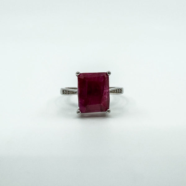 Large Sterling Silver 4.00ct Natural Ruby Solitiare Ring 925 Size K - L