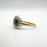 Antique 18ct Gold1.80ct Trilogy Sapphire & Rose Cut Diamond Ring Size R - S