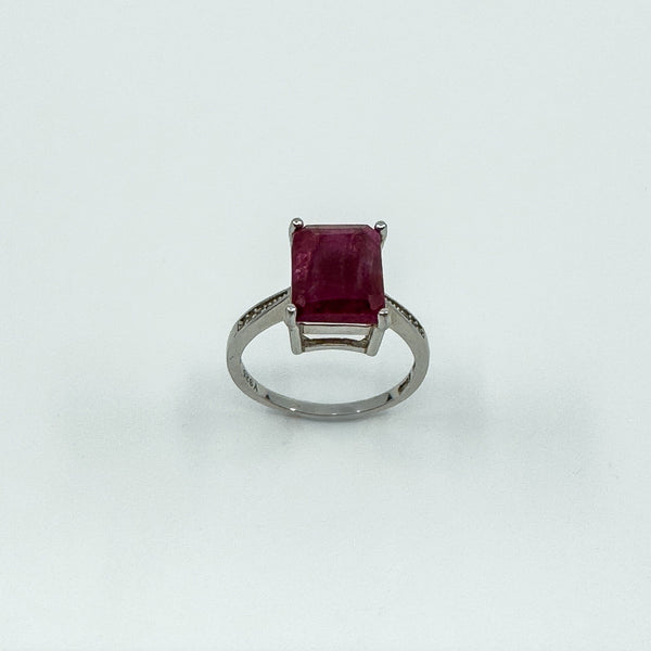 Large Sterling Silver 4.00ct Natural Ruby Solitiare Ring 925 Size K - L