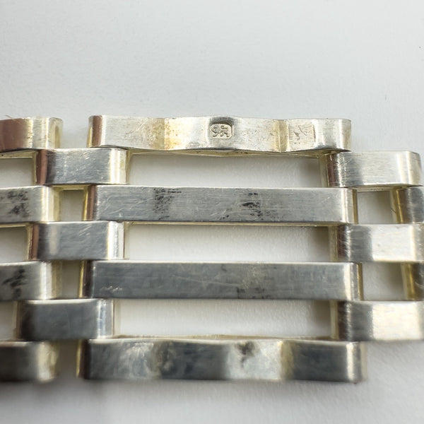 Vintage Sterling Silver 4 Bar Gate 7” Bracelet & Heart Padlock 925 (London 1978)