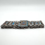 RARE Vintage Antique Silver Chinese People Enamelled Bracelet - 8x Immortals 16g