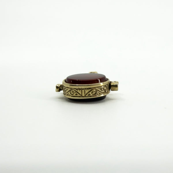 Vintage 9ct Gold Double Sided Black Onyx & Carnelian Fob 375