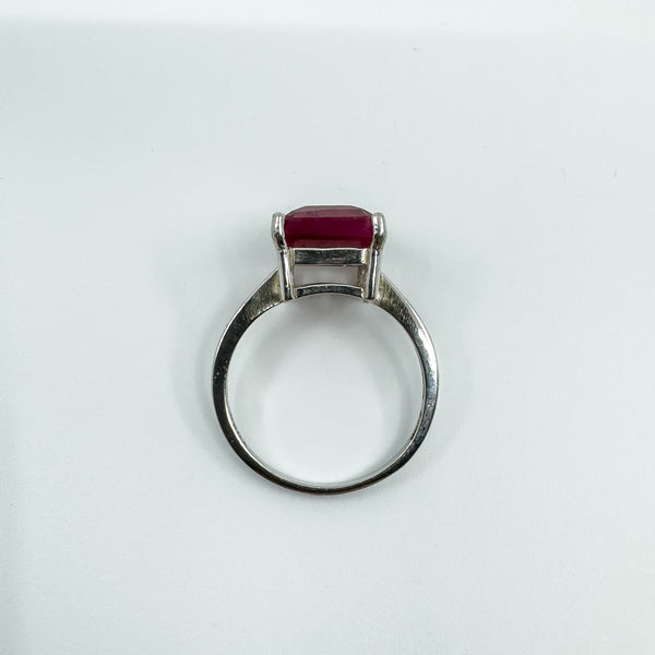 Large Sterling Silver 4.00ct Natural Ruby Solitiare Ring 925 Size K - L