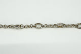 Vintage Sterling Silver Rolo & Oval Links Toggle Charm Bracelet 925
