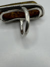 Unusual Modernist Heavy Baltic Amber Ring in Sterling Silver 925 Size L M 14g