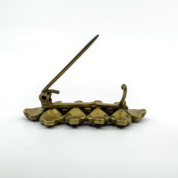 Antique Silver Gilt Bohemian Rose Cut Garnet Bar Brooch