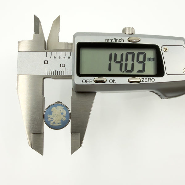 Vintage Sterling Silver Jasper Ware Blue Cameo Clip on Earrings 925