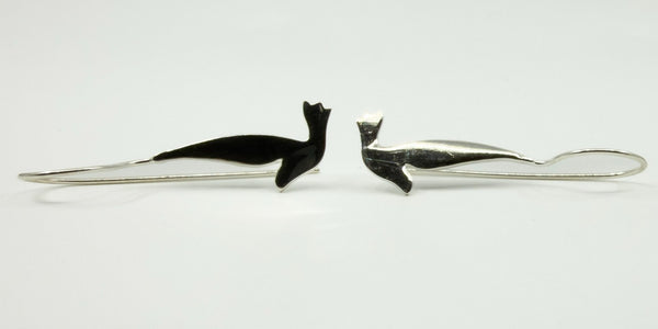Unusual Sterling Silver Large Dove Drop Earrings on Sheperd Hooks 925