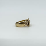 Vintage Chunky 9ct Gold Floral Engraved Buckle Ring 375 Size O 6.2g