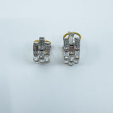 18ct Gold Rectangular CZ Baguette Lever Back Earrings 750