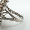 Huge Sterling Silver Citrine & CZ Cocktail Ring Size Q - R 