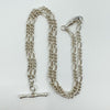 Vintage Sterling Silver 18.5” Figaro Chain Dog Clip & T-Bar Pendant 925