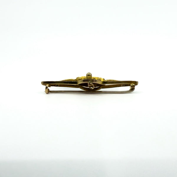 Antique / Victorian Etruscan Revival 15ct Gold Old Cut Diamond Brooch 585