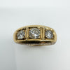 Chunky Vintage 9ct Gold 1.30ct Starburst Diamond Trilogy Ring Gypsy Band Size U