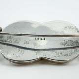 Large Chunky Vintage Sterling Silver Turquoise Brooch 925 Heavy 16g