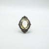 12ct Citrine & Diamond Navette Cocktail Ring in Sterling Silver 925 Size M - N