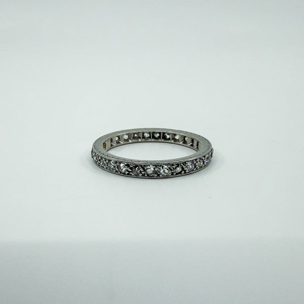 Antique Platinum Old Cut Diamond Full Eternity Band / Ring Size L - M