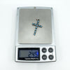 Vintage Sterling Silver Turquoise Christian Cross Pendant & 18” Chain 925