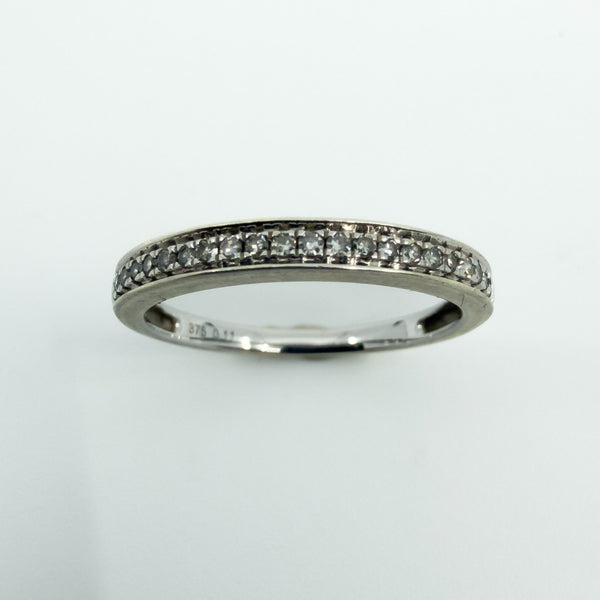 9ct White Gold 0.11ct Diamond Skinny Band / Ring 375 Size M Wedding Eternity