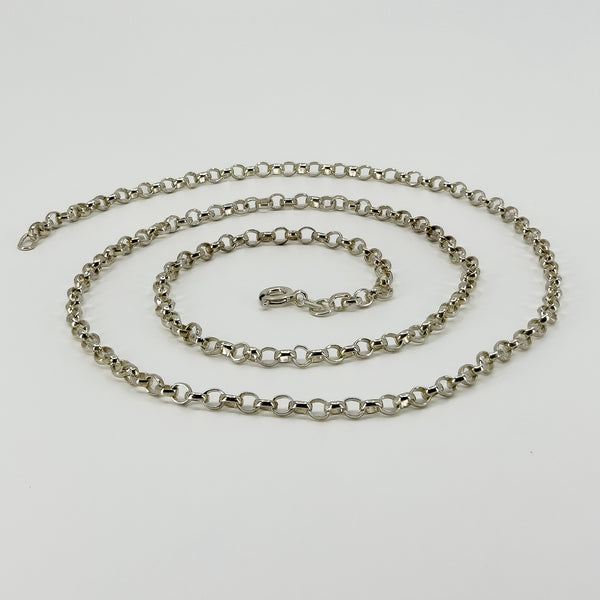 Vintage Sterling Silver 23.5” Rolo Links Chain Necklace 925