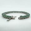 Sterling Silver Natural 16.50ct Emerald & Diamond Double Row Tennis Bracelet 925