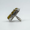 Chunky Modernist Heavy Baltic Amber Ring in Sterling Silver 925 Size L - M
