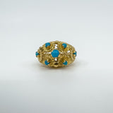 Vintage 14ct Gold Turquoise Ring Size J