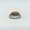 Vintage 9ct Gold Garnet Trilogy Ring Size O 1/2