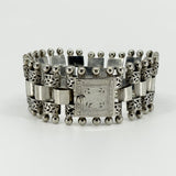 RARE Antique Victorian Sterling Silver Floral Engraved Book Chain Bracelet 925