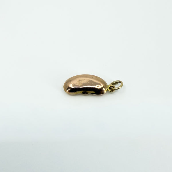 Tiny Antique 9ct Gold Rose Gold Lucky Bean Pendant / Charm 375