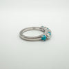 Pearl & Turquoise Half Hoop Band Ring in Sterling Silver Size K - L