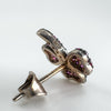 New Oxidised Sterling Silver Ruby Floral Leaf Stud Earrings